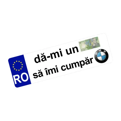 Da-mi un leu sa imi cumpar bmw, autocolant, dimensiune 200x60mm, model 016